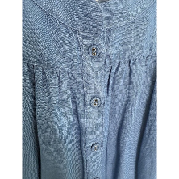 Sundance Elderflower Linen Blend Tiered Dress Size M Blue Long Sleeve Tie Belt - Picture 15 of 16